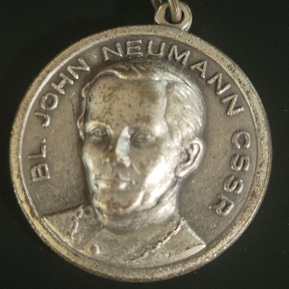 Vintage Bl John Neumann CSSR Religious Medal Pendant 1 Inch Silver Tone Ethereal